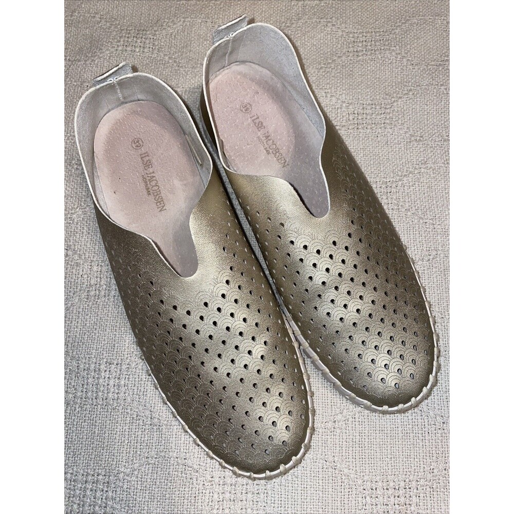 Ilse Jacobsen Women’s Casual Loafers Sz 39 U.S. 8 M Pale Gold Leather Going Out